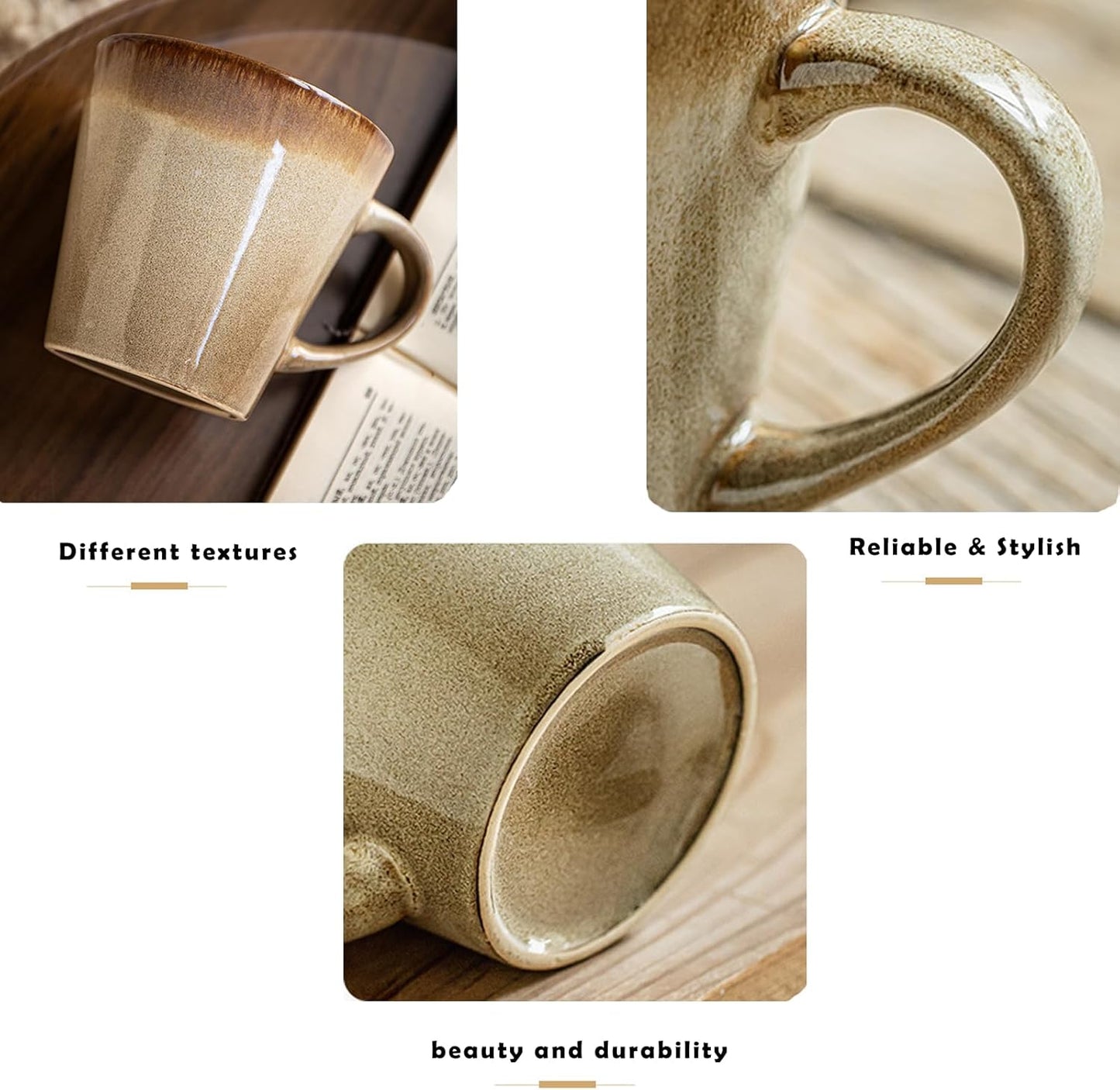 Vintage Glazed Ceramic Coffee Mug 16oz — Large Capacity Cup for Coffee, Tea, Milk, Microwave & Dishwasher Safe