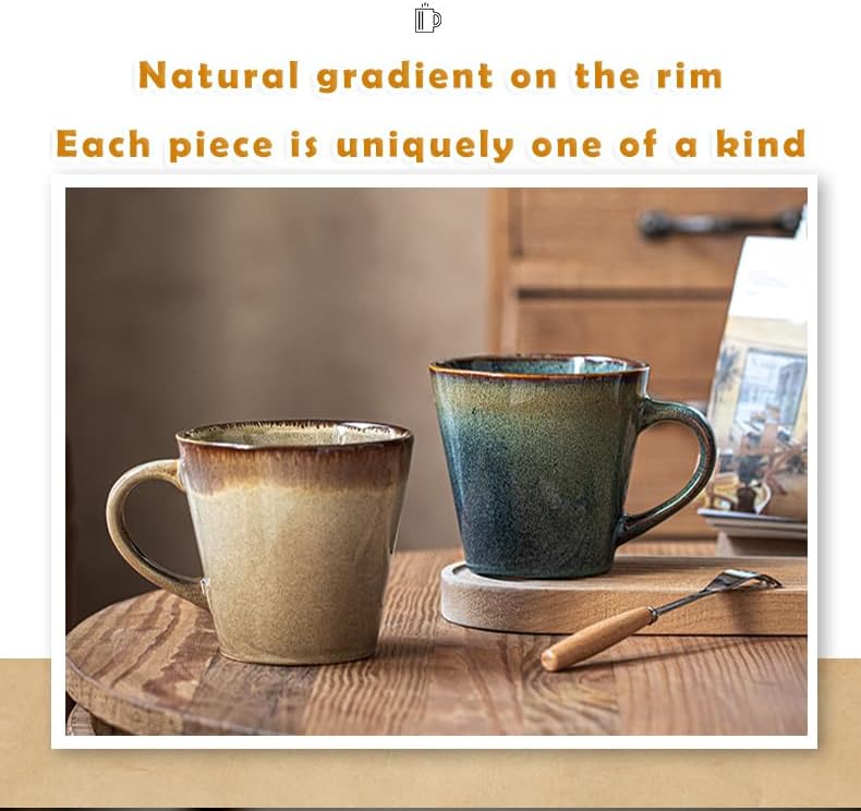 Vintage Glazed Ceramic Coffee Mug 16oz — Large Capacity Cup for Coffee, Tea, Milk, Microwave & Dishwasher Safe