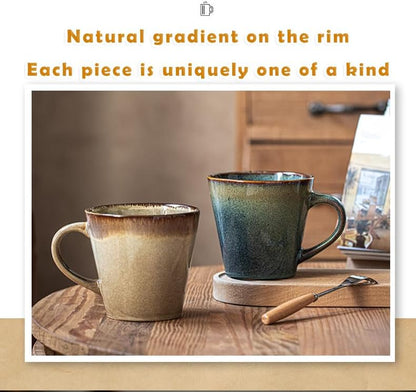 Vintage Glazed Ceramic Coffee Mug 16oz — Large Capacity Cup for Coffee, Tea, Milk, Microwave & Dishwasher Safe