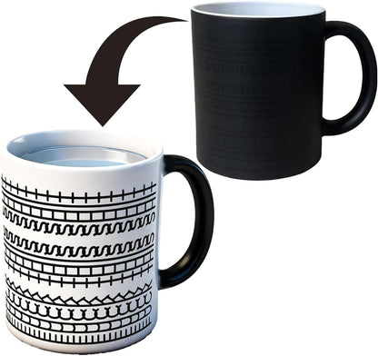 Heat Sensitive Geometric Pattern Magic Mug – Ceramic Coffee Cup 350ml, Microwave & Dishwasher Safe