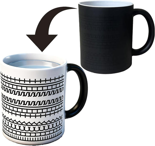 Heat Sensitive Geometric Pattern Magic Mug – Ceramic Coffee Cup 350ml, Microwave & Dishwasher Safe