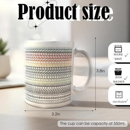 Heat Sensitive Geometric Pattern Magic Mug – Ceramic Coffee Cup 350ml, Microwave & Dishwasher Safe