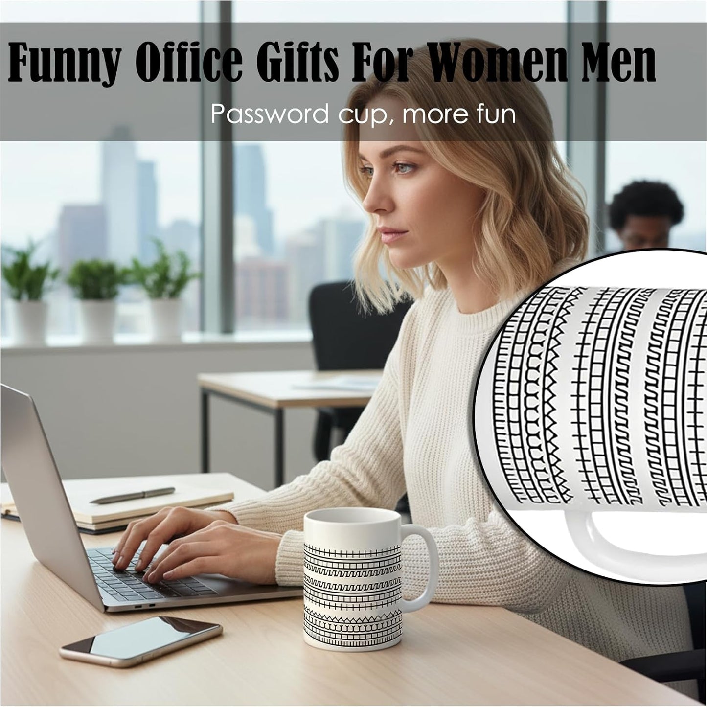 Nordic Minimalist Geometric Ceramic Mug 350ml, Microwave & Dishwasher Safe, Coffee Milk Tea Cup for Home and Office