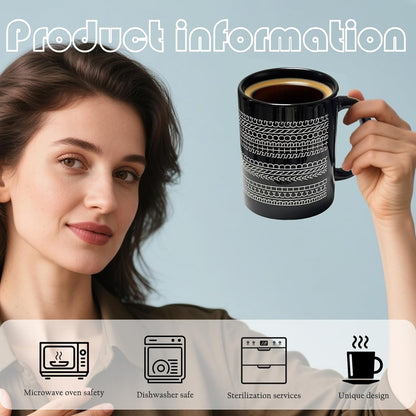 Nordic Minimalist Geometric Ceramic Mug 350ml, Microwave & Dishwasher Safe, Coffee Milk Tea Cup for Home and Office