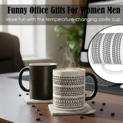 Heat Sensitive Geometric Pattern Magic Mug – Ceramic Coffee Cup 350ml, Microwave & Dishwasher Safe