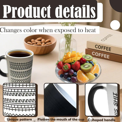 Heat Sensitive Geometric Pattern Magic Mug – Ceramic Coffee Cup 350ml, Microwave & Dishwasher Safe